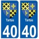 40 Tartas autocollant plaque blason armoiries stickers département ville