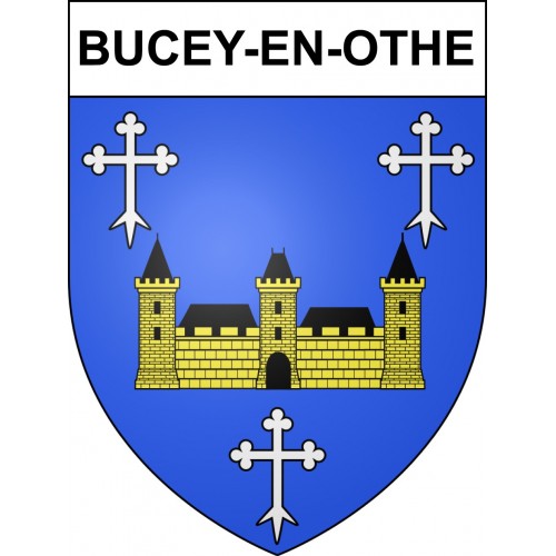 Pegatinas escudo de armas de Bucey-en-Othe adhesivo de la etiqueta engomada