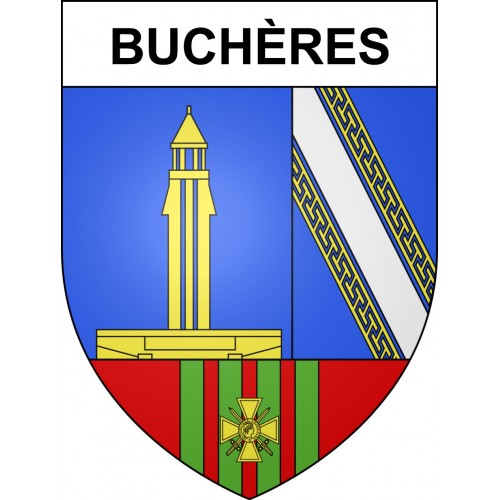 Pegatinas escudo de armas de Buchères adhesivo de la etiqueta engomada