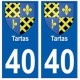 40 Tartas autocollant plaque blason armoiries stickers département ville