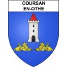 Pegatinas escudo de armas de Coursan-en-Othe adhesivo de la etiqueta engomada
