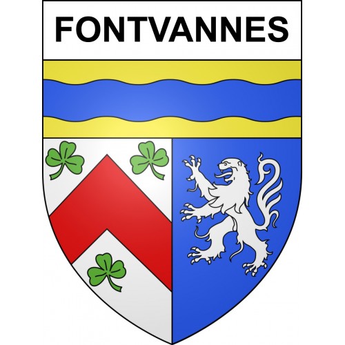 Pegatinas escudo de armas de Fontvannes adhesivo de la etiqueta engomada