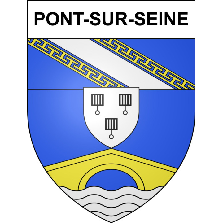 Pegatinas escudo de armas de Pont-sur-Seine adhesivo de la etiqueta engomada