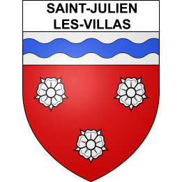 Pegatinas escudo de armas de Saint-Julien-les-Villas adhesivo de la etiqueta engomada