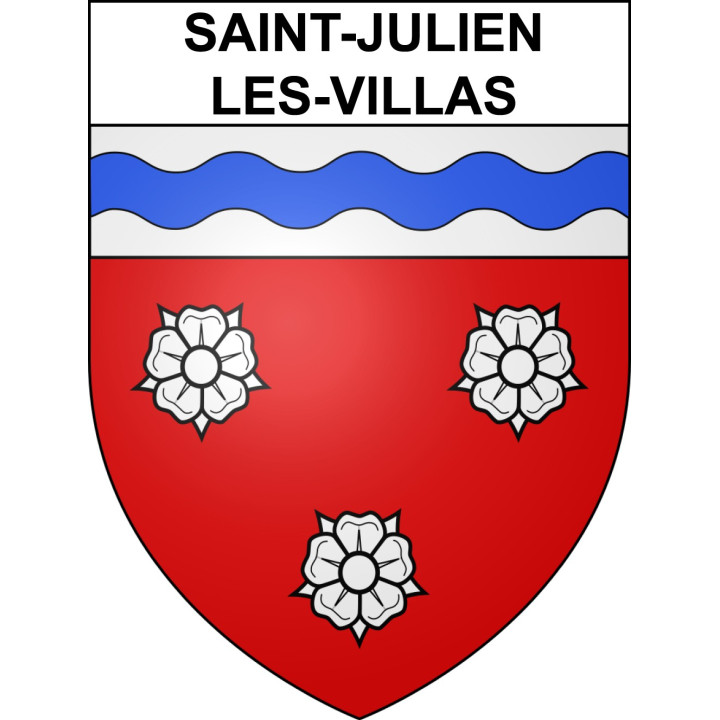 Pegatinas escudo de armas de Saint-Julien-les-Villas adhesivo de la etiqueta engomada