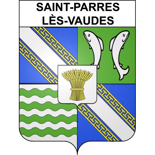 Pegatinas escudo de armas de Saint-Parres-lès-Vaudes adhesivo de la etiqueta engomada
