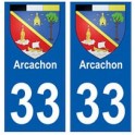 33 Arcachon escudo de armas de la ciudad de la etiqueta engomada de la etiqueta engomada de la placa