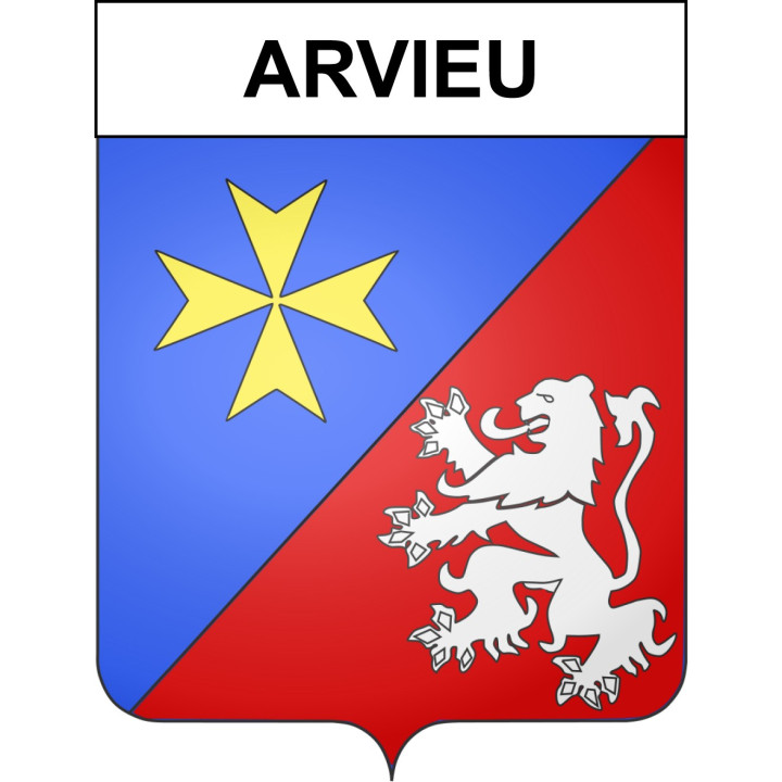 Pegatinas escudo de armas de Arvieu adhesivo de la etiqueta engomada