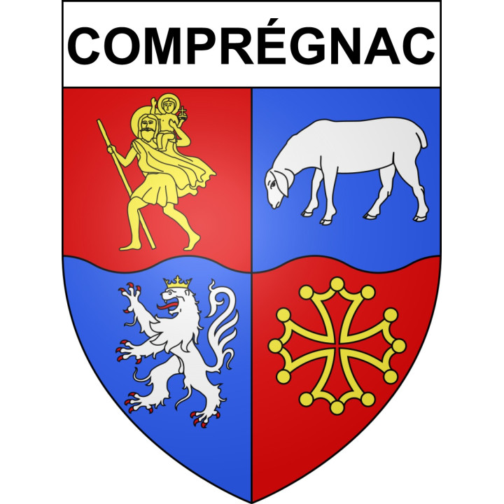 Pegatinas escudo de armas de Comprégnac adhesivo de la etiqueta engomada