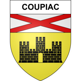 Pegatinas escudo de armas de Coupiac adhesivo de la etiqueta engomada