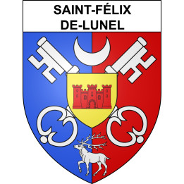 Pegatinas escudo de armas de Saint-Félix-de-Lunel adhesivo de la etiqueta engomada
