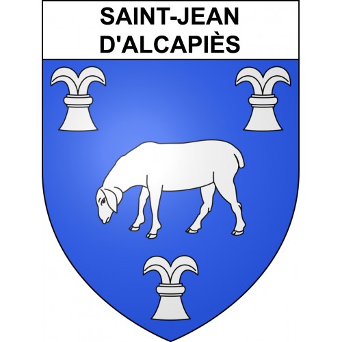 Pegatinas escudo de armas de Saint-Jean-d'Alcapiès adhesivo de la etiqueta engomada