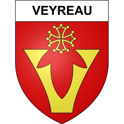Pegatinas escudo de armas de Veyreau adhesivo de la etiqueta engomada