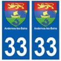 33 Andernos-les-Bains escudo de armas de la ciudad de la etiqueta engomada de la etiqueta engomada de la placa