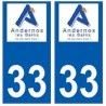 33 Andernos-les-Bains logotipo de la ciudad de la etiqueta engomada de la etiqueta engomada de la placa