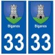 33 Biganos blason  ville sticker autocollant plaque