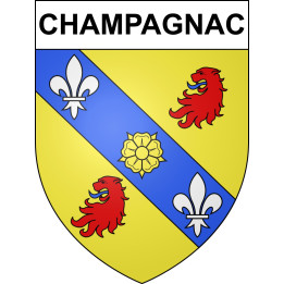 Pegatinas escudo de armas de Champagnac adhesivo de la etiqueta engomada