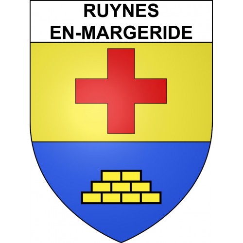 Pegatinas escudo de armas de Ruynes-en-Margeride adhesivo de la etiqueta engomada