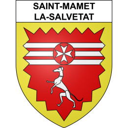 Pegatinas escudo de armas de Saint-Mamet-la-Salvetat adhesivo de la etiqueta engomada