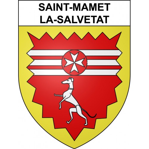 Pegatinas escudo de armas de Saint-Mamet-la-Salvetat adhesivo de la etiqueta engomada