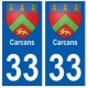 33 Carcans blason  ville sticker autocollant plaque