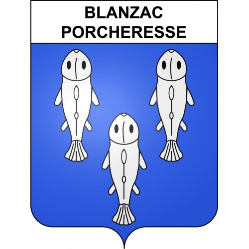 Pegatinas escudo de armas de Blanzac-Porcheresse adhesivo de la etiqueta engomada