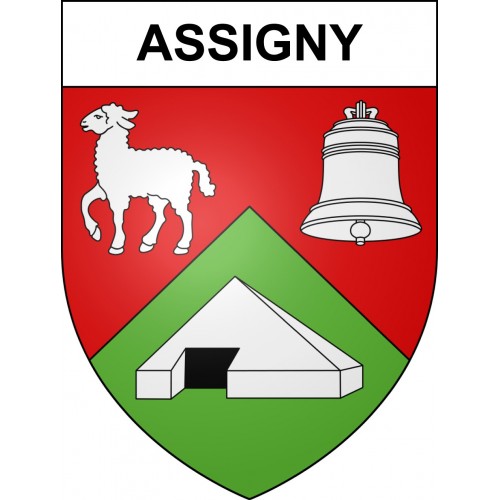 Pegatinas escudo de armas de Assigny adhesivo de la etiqueta engomada