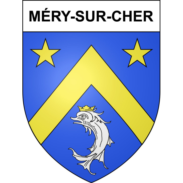 Pegatinas escudo de armas de Méry-sur-Cher adhesivo de la etiqueta engomada