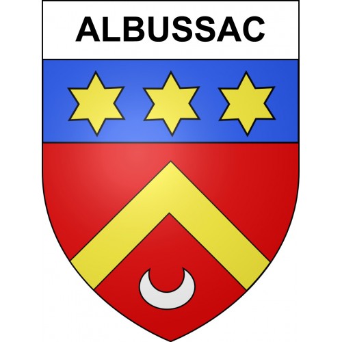 Pegatinas escudo de armas de Albussac adhesivo de la etiqueta engomada