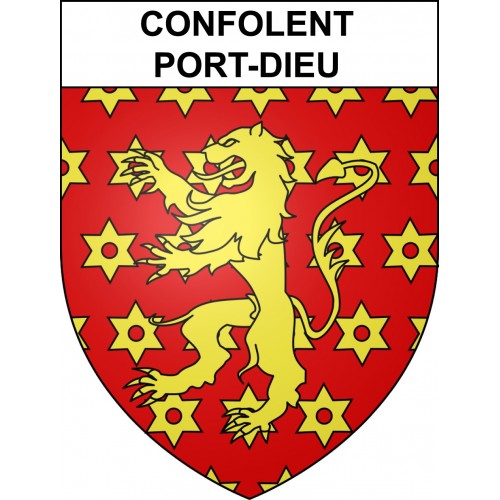 Pegatinas escudo de armas de Confolent-Port-Dieu adhesivo de la etiqueta engomada
