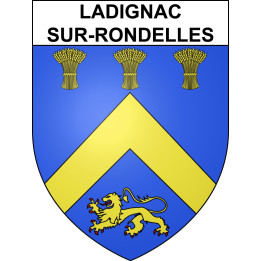 Pegatinas escudo de armas de Ladignac-sur-Rondelles adhesivo de la etiqueta engomada