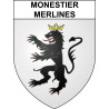Pegatinas escudo de armas de Monestier-Merlines adhesivo de la etiqueta engomada