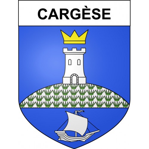 Pegatinas escudo de armas de Cargèse adhesivo de la etiqueta engomada