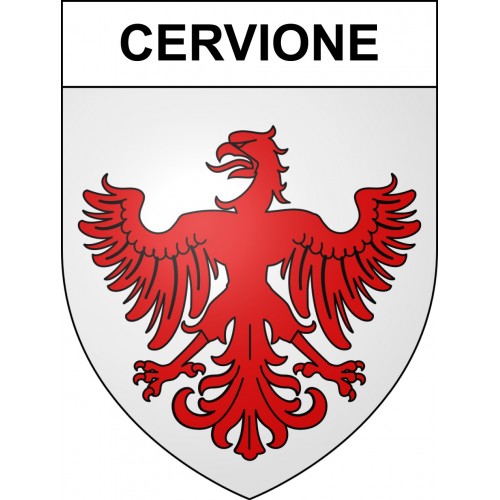 Pegatinas escudo de armas de Cervione adhesivo de la etiqueta engomada