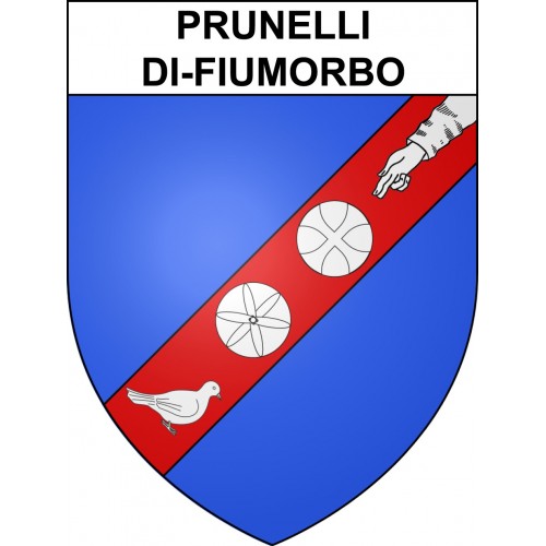 Pegatinas escudo de armas de Prunelli-di-Fiumorbo adhesivo de la etiqueta engomada