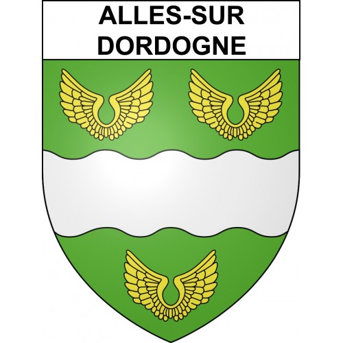 Pegatinas escudo de armas de Alles-sur-Dordogne adhesivo de la etiqueta engomada