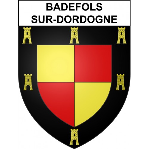 Pegatinas escudo de armas de Badefols-sur-Dordogne adhesivo de la etiqueta engomada