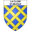 Pegatinas escudo de armas de La Cluse-et-Mijoux adhesivo de la etiqueta engomada