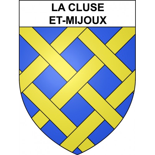 Pegatinas escudo de armas de La Cluse-et-Mijoux adhesivo de la etiqueta engomada