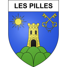 Pegatinas escudo de armas de Les Pilles adhesivo de la etiqueta engomada
