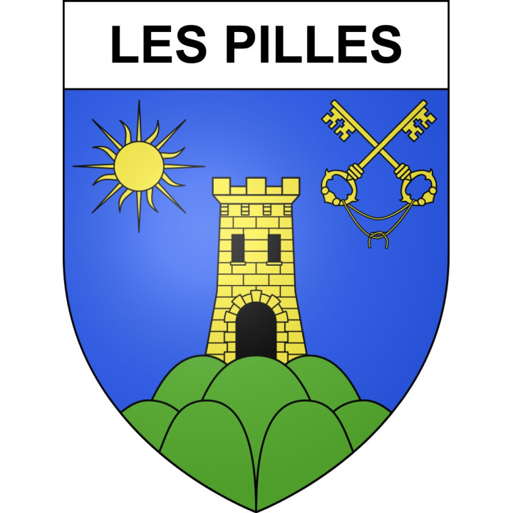 Pegatinas escudo de armas de Les Pilles adhesivo de la etiqueta engomada