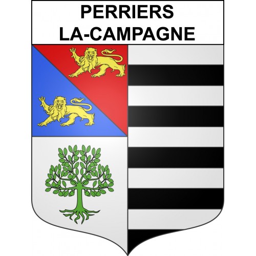 Pegatinas escudo de armas de Perriers-la-Campagne adhesivo de la etiqueta engomada
