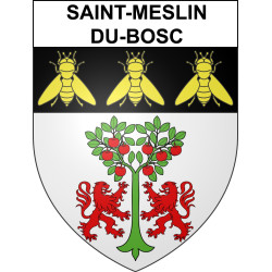 Pegatinas escudo de armas de Saint-Meslin-du-Bosc adhesivo de la etiqueta engomada