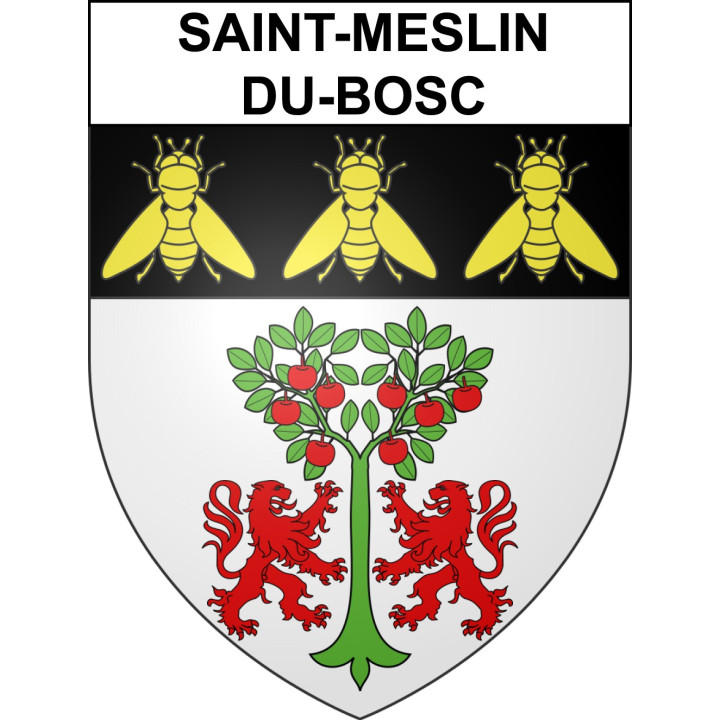 Pegatinas escudo de armas de Saint-Meslin-du-Bosc adhesivo de la etiqueta engomada