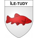 Pegatinas escudo de armas de Île-Tudy adhesivo de la etiqueta engomada