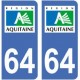 64 Pyrénées Atlantiques autocollant plaque