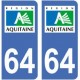 64 Pyrénées Atlantiques autocollant plaque