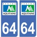 64 Pyrénées Atlantiques autocollant plaque