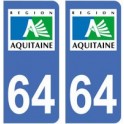64 Pyrénées Atlantiques autocollant plaque immatriculation département sticker aquitaine