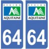 64 Pyrénées Atlantiques autocollant plaque
